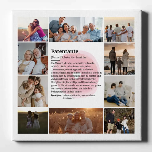 Definition Patentante Leinwand personalisiert mit 10 Fotos
