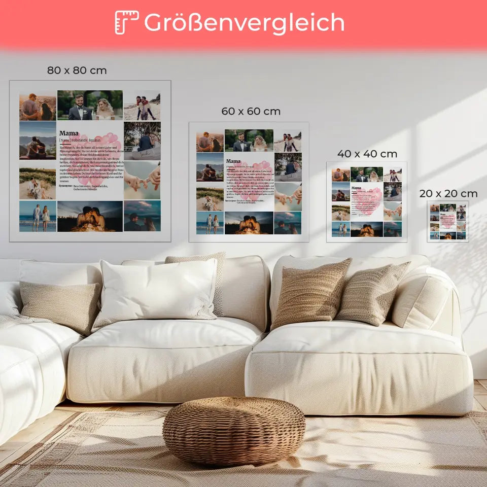 Definition Mama Leinwand personalisiert für 10 Fotos Muttertag