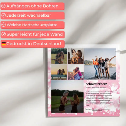 Definition Schwesterherz Fotoboard Personalisiert für 6 Fotos