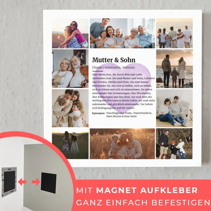 Mutter & Sohn Definition Fotoboard Personalisiert 10 Fotos Herz Design