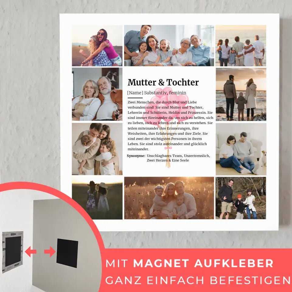 Mutter & Tochter Definition Magnet Fotoboard für 10 Fotos