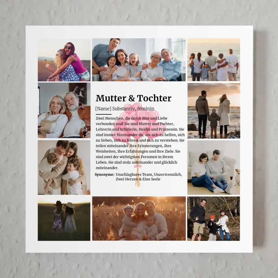 Mutter & Tochter Definition Magnet Fotoboard für 10 Fotos