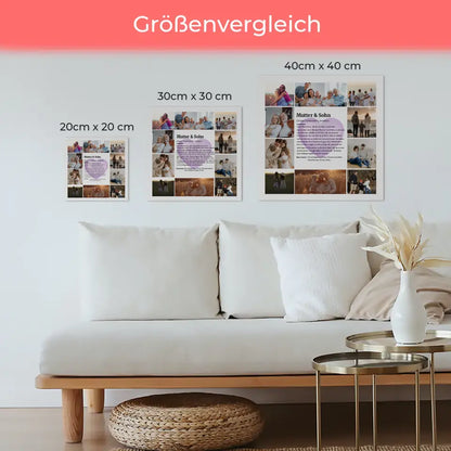 Mutter & Sohn Definition Fotoboard Personalisiert 10 Fotos Herz Design