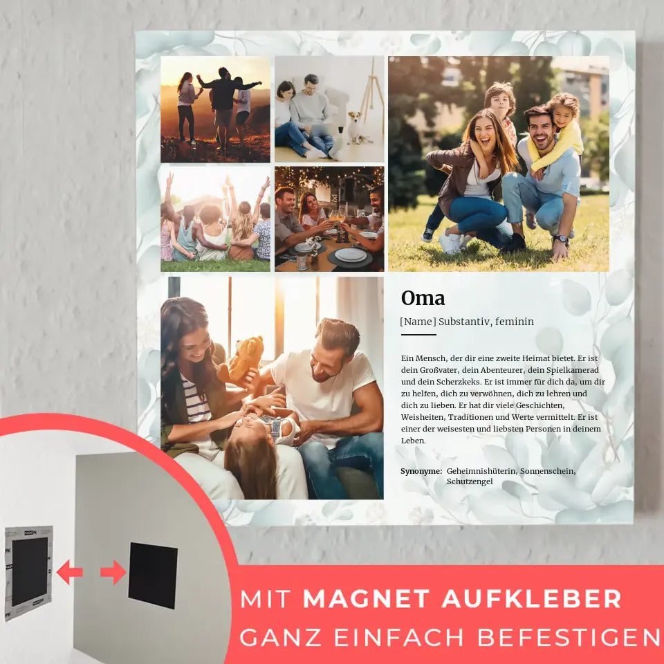 Definition Oma Magnetisches Wandbild mit 6 Fotos