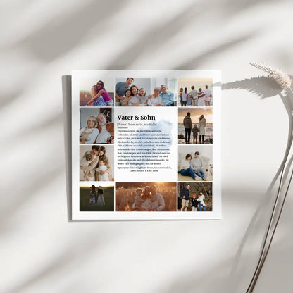 Vater & Sohn Definition Personalisiertes Fotoboard 10 Fotos Lila Herz