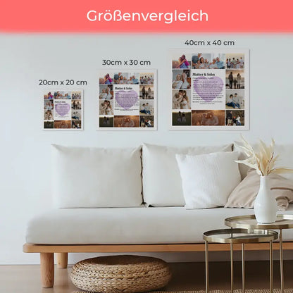 Mutter & Sohn Definition Fotoboard Personalisiert 10 Fotos Herz Design