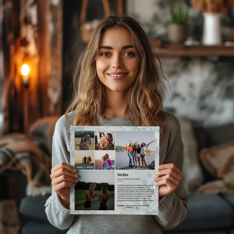 Definition Nichte Magnet Fotoboard mit 6 Fotos Personalisiert