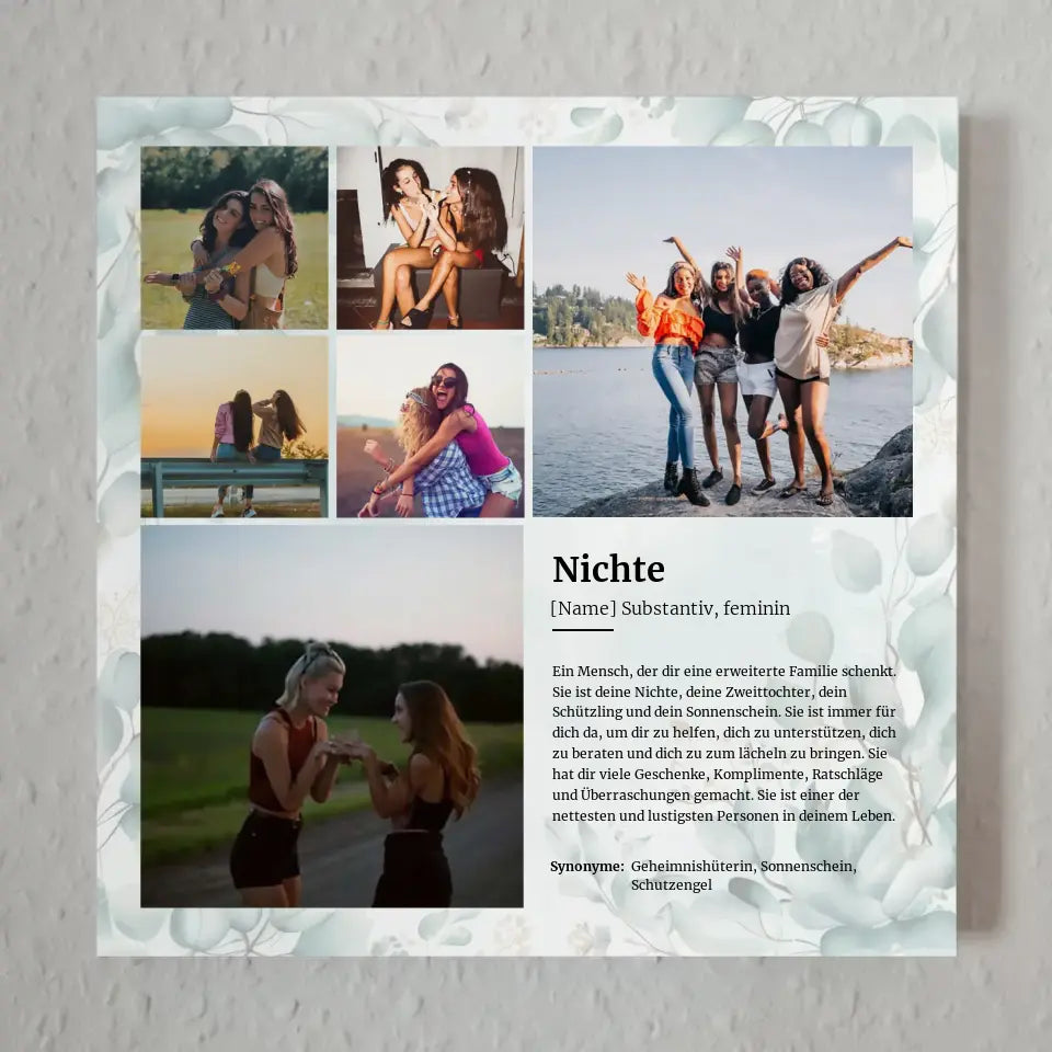 Definition Nichte Magnet Fotoboard mit 6 Fotos Personalisiert