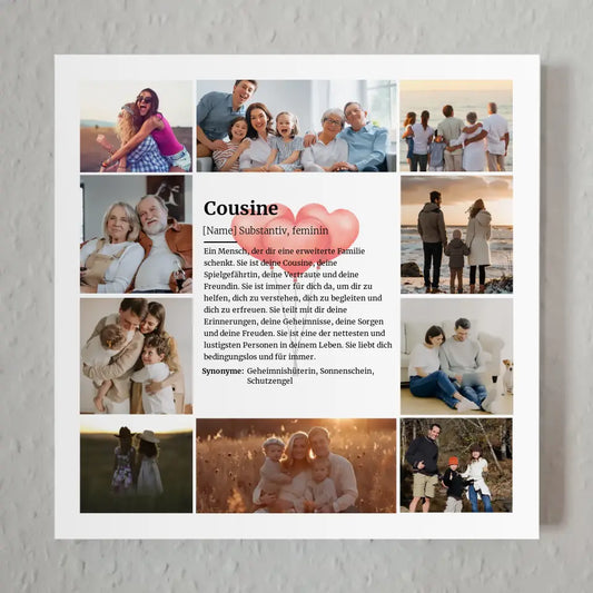 Cousine Definition Magnetisches Fotoboard mit 10 Fotos