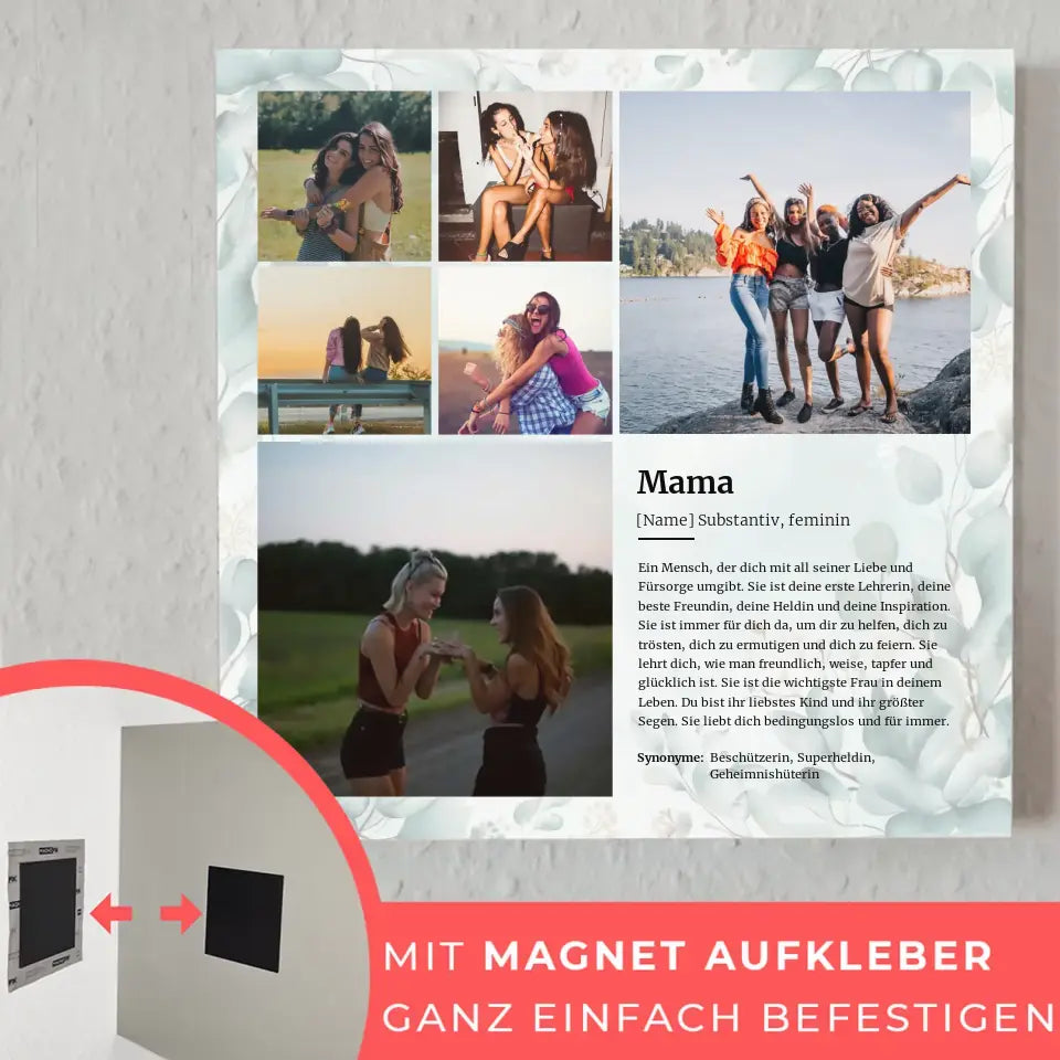 Definition Mama Magnet Fotoboard mit 6 Fotos Personalisiert