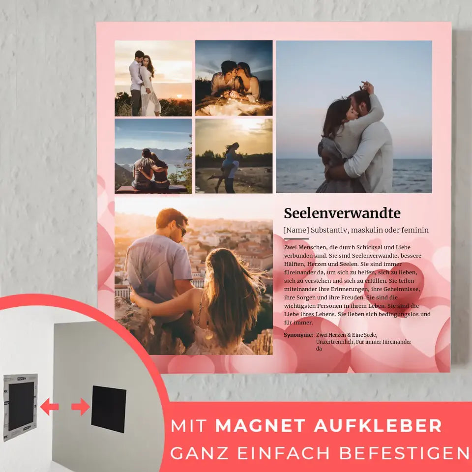 Definition Seelenverwandte Fotoboard magnetisch für 6 Fotos