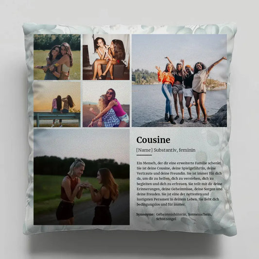 Fotokissen Geschenk Cousine Definition für 6 Fotos Personalisiert 1