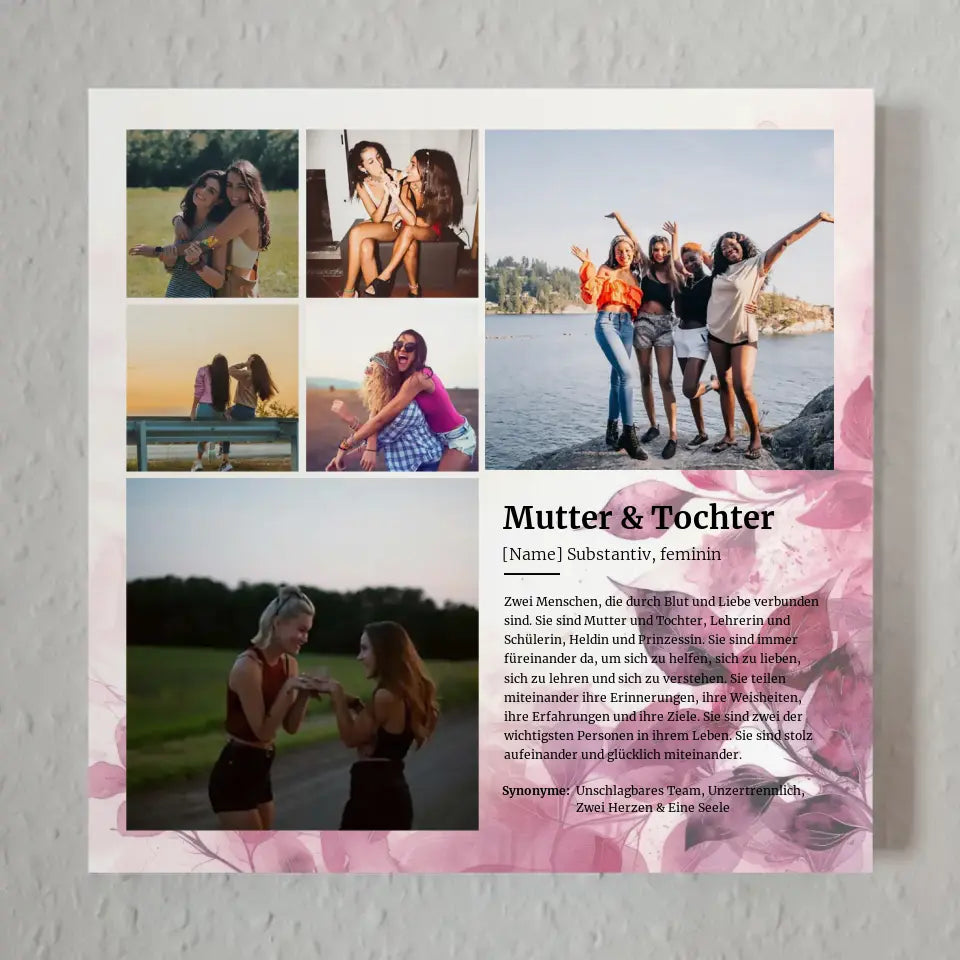 Definition Mutter & Tochter Magnet Fotoboard mit 6 Fotos Muttertag