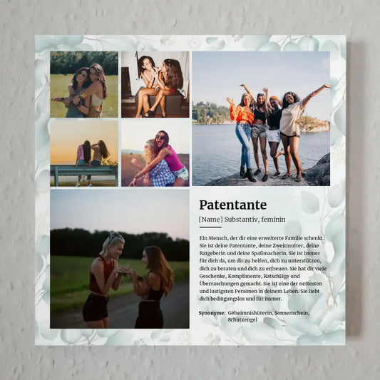 Definition Patentante Fotoboard magnetisch für 6 Fotos Herzliches Geschenk