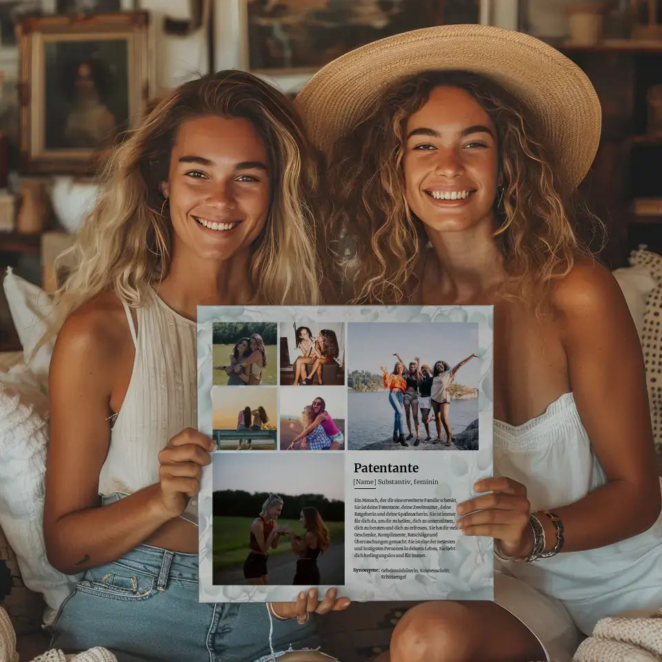 Fotocollage Leinwand personalisiert Patentante Definition für 6 Fotos Herzliches Geschenk