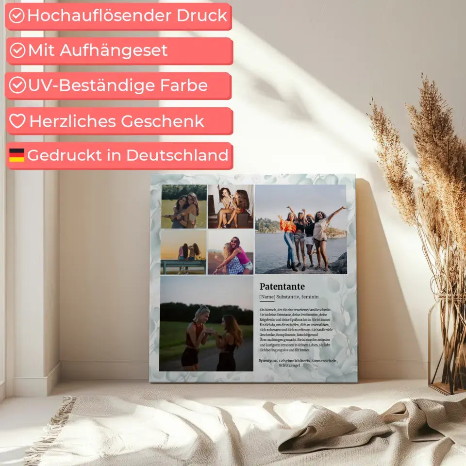 Fotocollage Leinwand personalisiert Patentante Definition für 6 Fotos Herzliches Geschenk