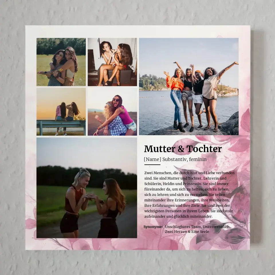 Definition Mutter & Tochter Magnet Fotoboard mit 6 Fotos Muttertag