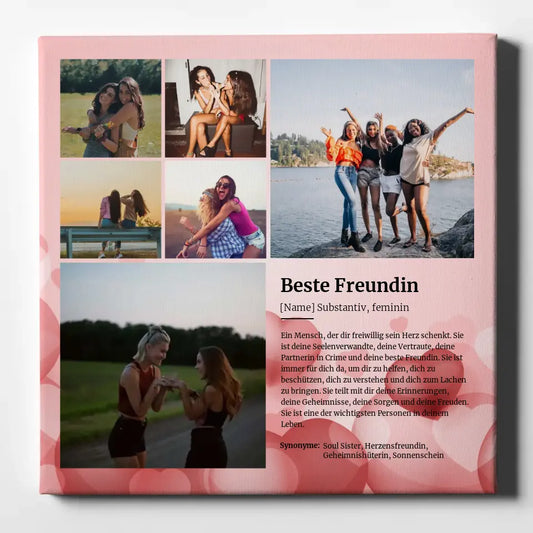 Leinwand als Fotocollage Beste Freundin Definition für 6 Fotos