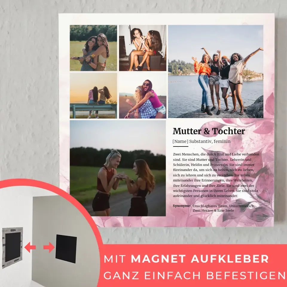 Definition Mutter & Tochter Magnet Fotoboard mit 6 Fotos Muttertag