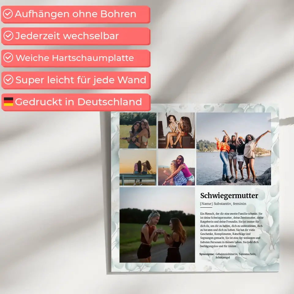 Definition Schwiegermutter Magnetisches Fotoboard für 6 Fotos