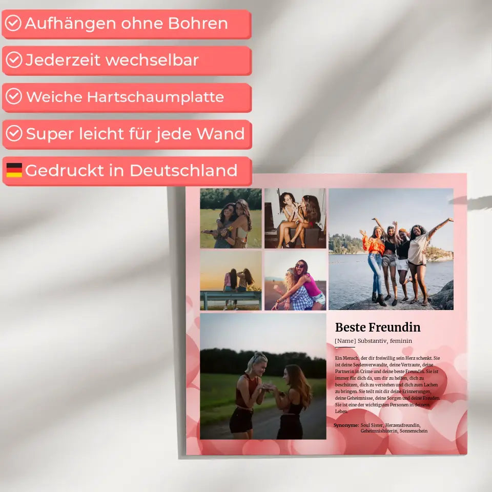 Definition Beste Freundin Magnetisches Fotoboard für 6 Fotos