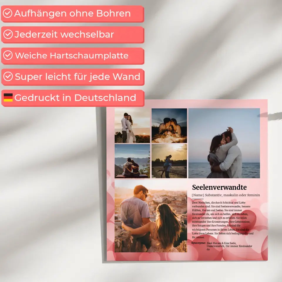 Definition Seelenverwandte Fotoboard magnetisch für 6 Fotos