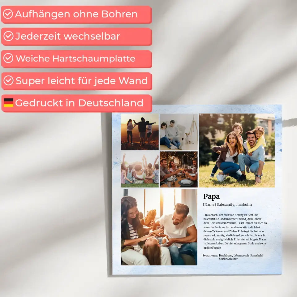 Definition Papa Fotoboard magnetisch für 6 Fotos Personalisiert