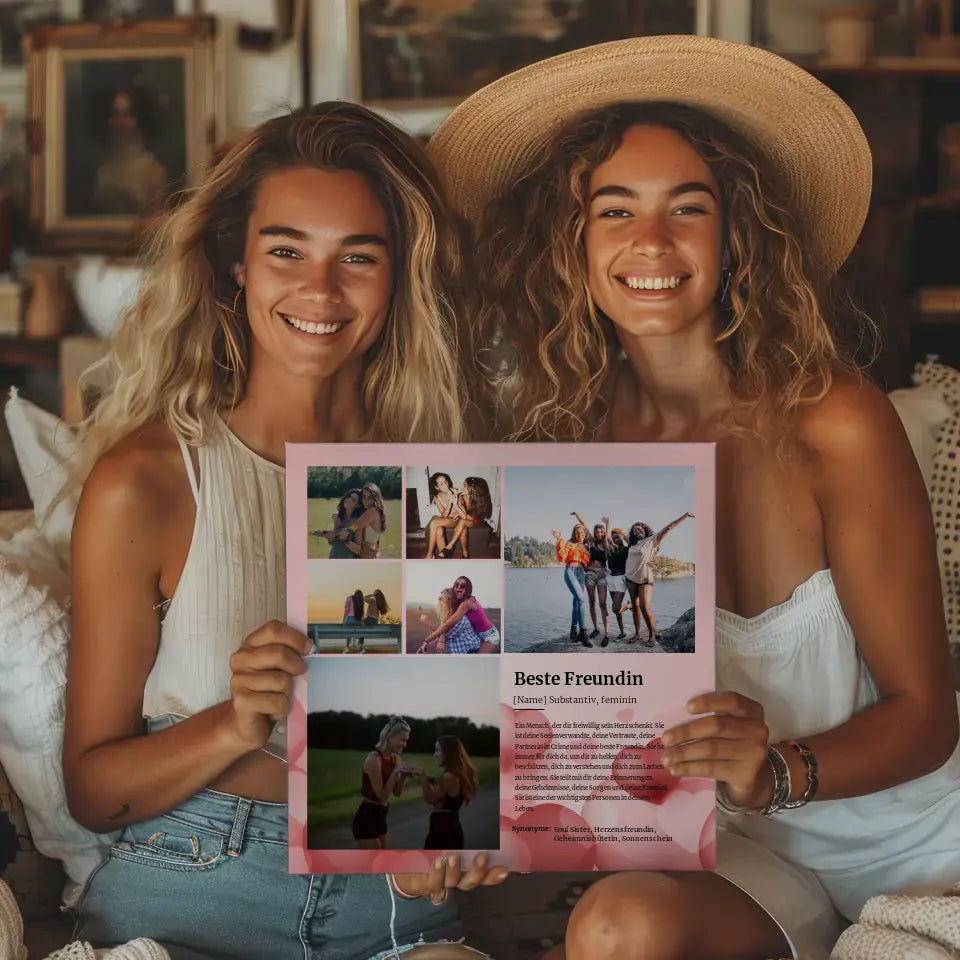 Definition Beste Freundin Magnetisches Fotoboard für 6 Fotos