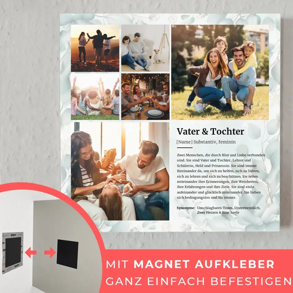 Definition Vater & Tochter Magnet Fotoboard mit 6 Fotos