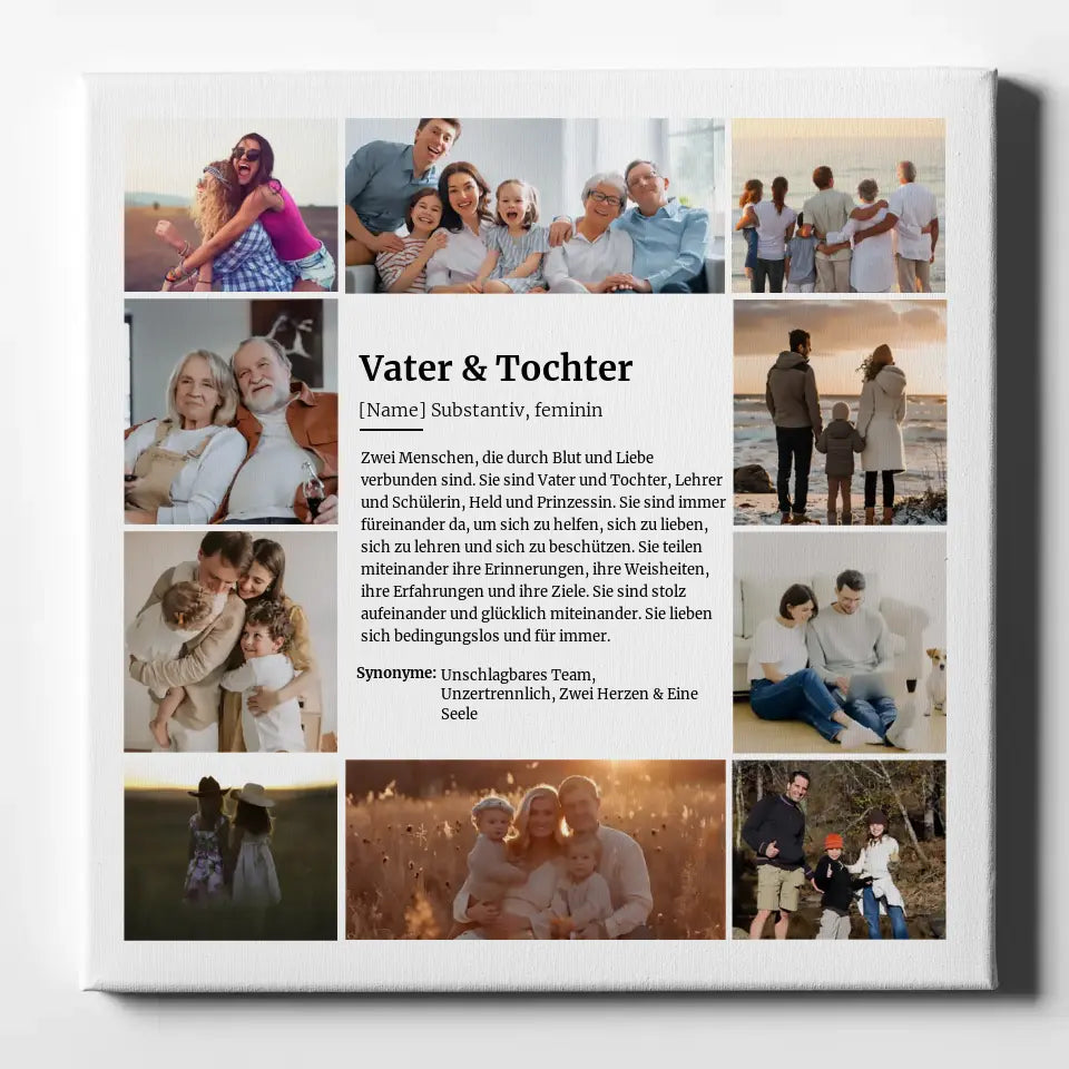 Leinwand als Fotocollage Definition Vater & Tochter für 10 Fotos