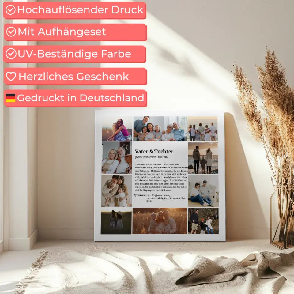 Leinwand als Fotocollage Definition Vater & Tochter für 10 Fotos