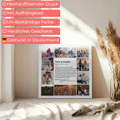 Leinwand als Fotocollage Definition Vater & Tochter für 10 Fotos
