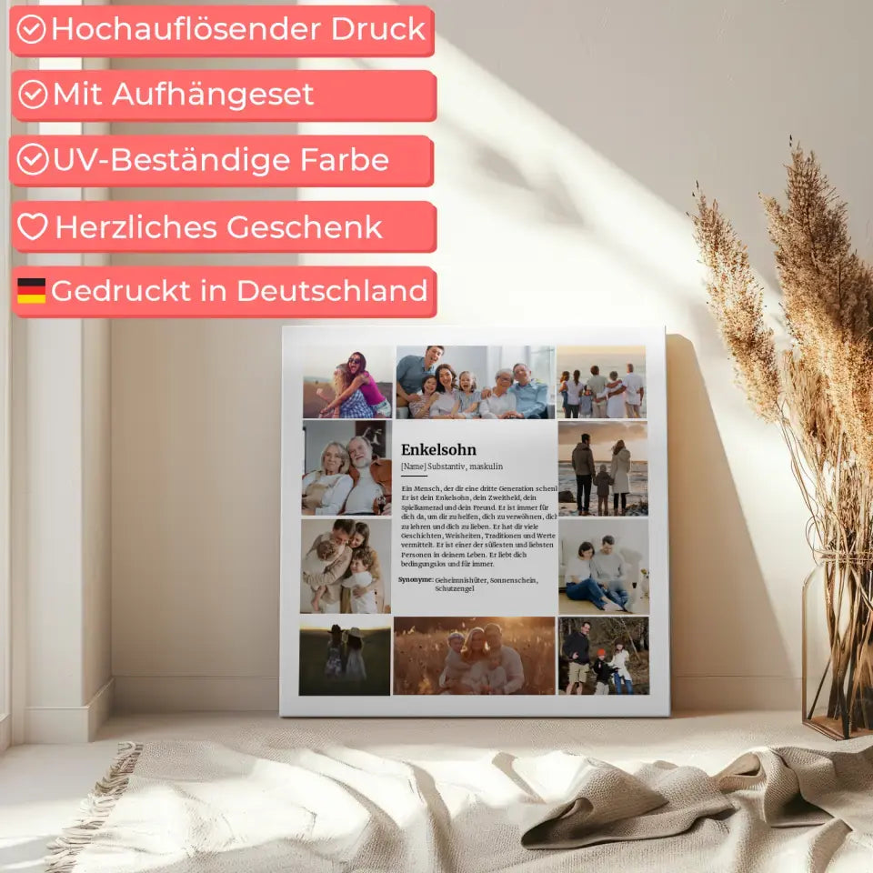 Personalisiertes Leinwand Bild Definition Enkelsohn für 10 Fotos