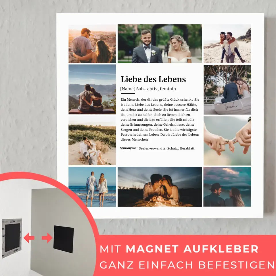 Fotoboard Magnet Halterung Definition Liebe des Lebens mit 10 Fotos
