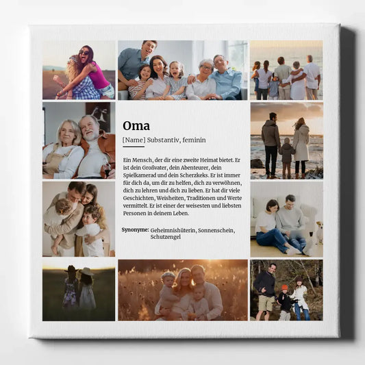 Fotocollage Leinwand personalisiert Definition Oma für 10 Fotos