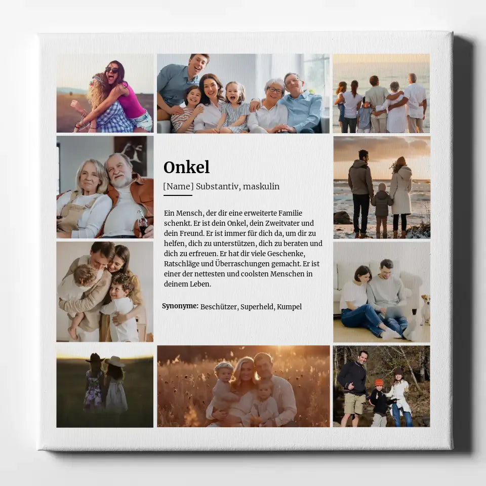 Foto Leinwand personalisiert Definition Onkel mit 10 Fotos