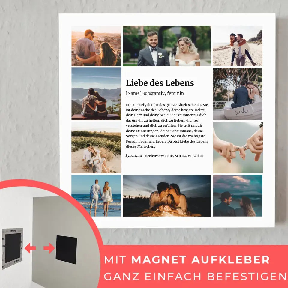 Fotoboard Magnet Halterung Definition Liebe des Lebens mit 10 Fotos