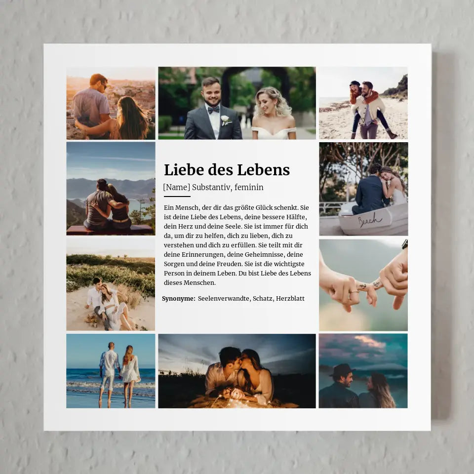 Fotoboard Magnet Halterung Definition Liebe des Lebens mit 10 Fotos