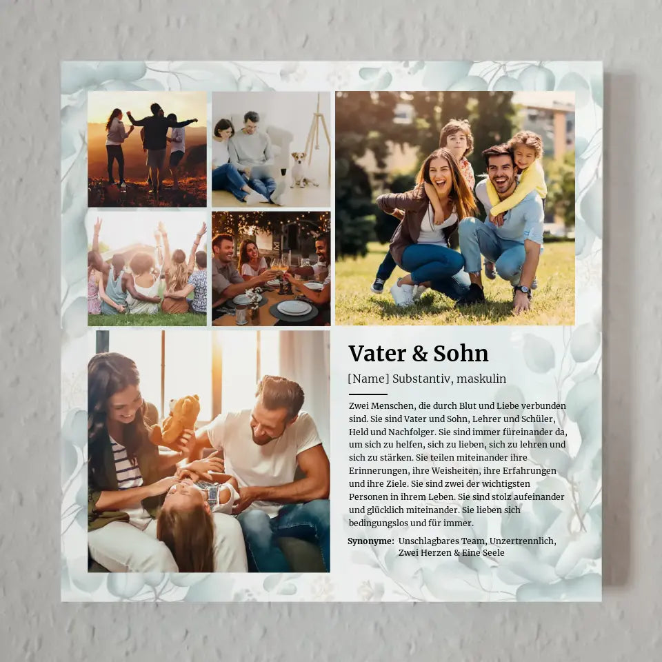 Definition Vater & Sohn Personalisiertes Fotoboard mit 6 Fotos