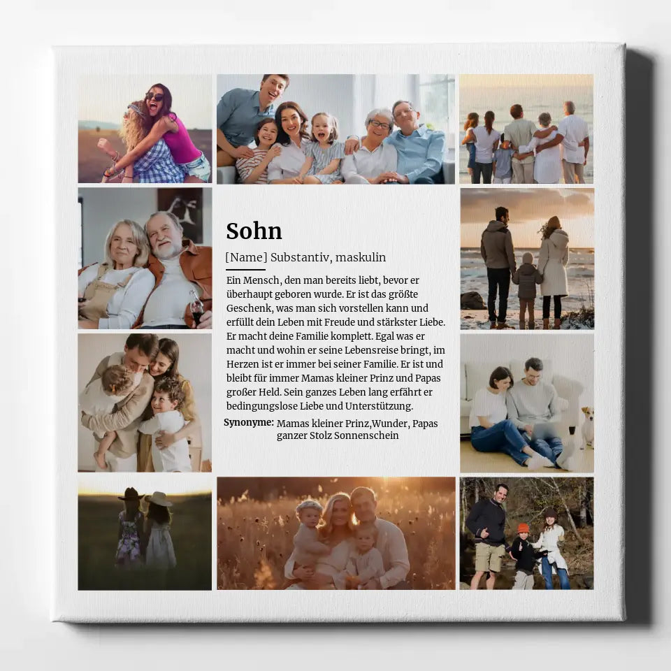 Foto Leinwand Definition Sohn mit 10 Fotos