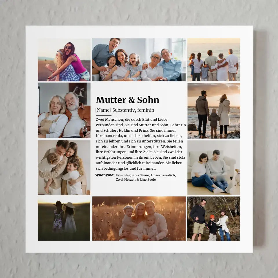 Fotoboard Personalisiert Definition Mutter & Sohn mit 10 Fotos