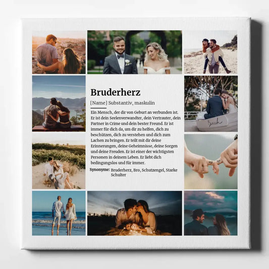 Fotocollage Leinwand personalisiert Definition Bruderherz für 10 Fotos