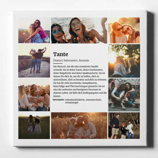 Personalisiertes Leinwand Bild Definition Tante für 10 Fotos Perfektes Geschenk