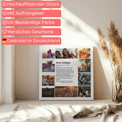 Personalisierte Leinwand Definition Beste Kollegin mit 10 Fotos