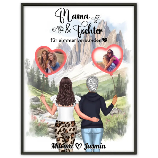 Mutter Tochter Poster Mama und Tocher für immer verbunden und Fotos 1
