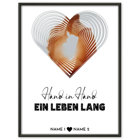 Personalisiertes Poster Liebe Fotoposter Herz Hand in Hand 1