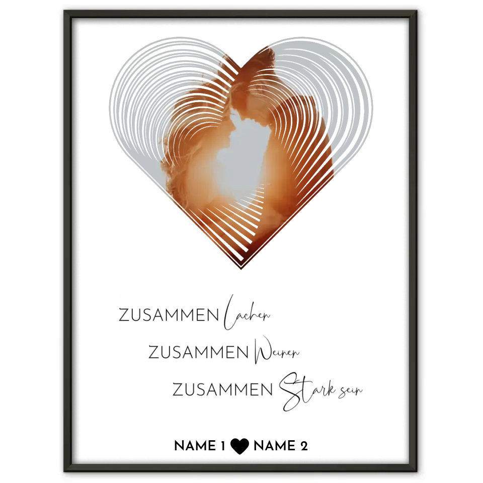 Personalisiertes Poster Liebe Fotoposter Herz Zusammen lachen