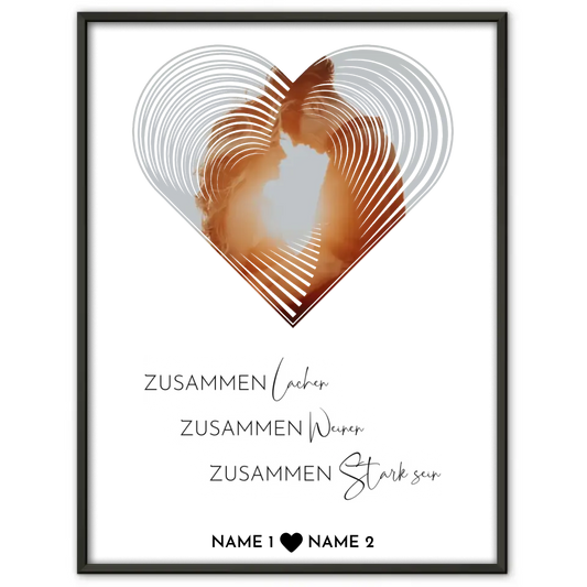 Personalisiertes Poster Liebe Fotoposter Herz Zusammen lachen