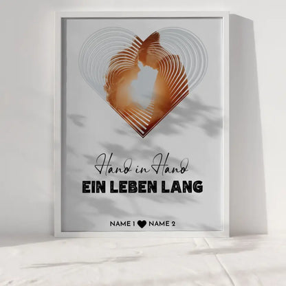 Personalisiertes Poster Liebe Fotoposter Herz Hand in Hand