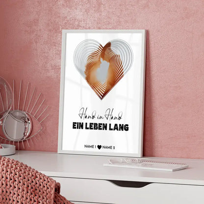 Personalisiertes Poster Liebe Fotoposter Herz Hand in Hand